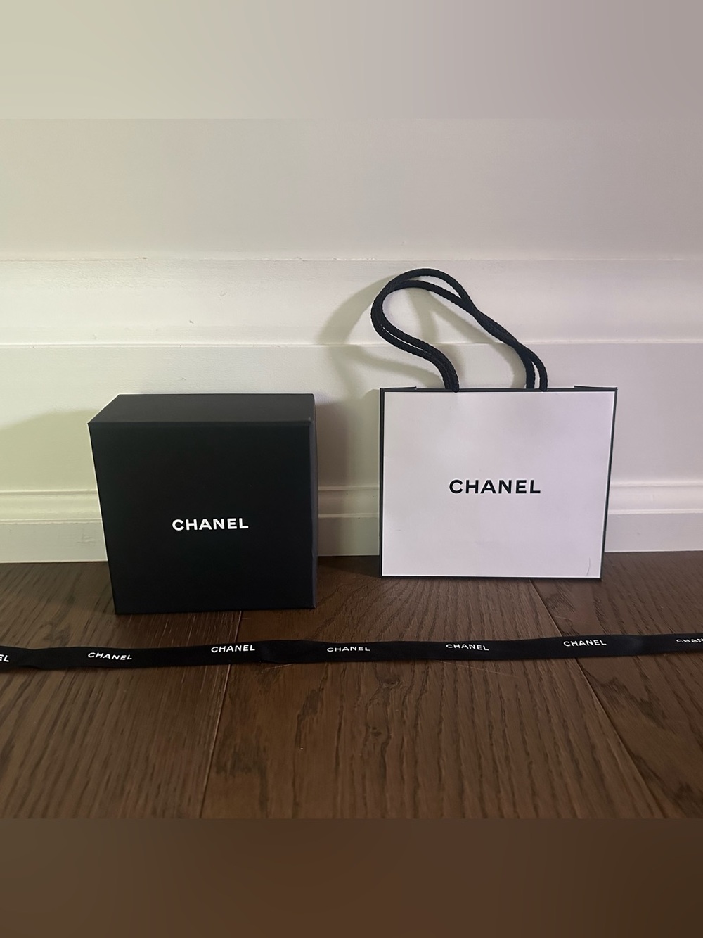 Chanel bundle box, bag and ribbon authentic excellent condition